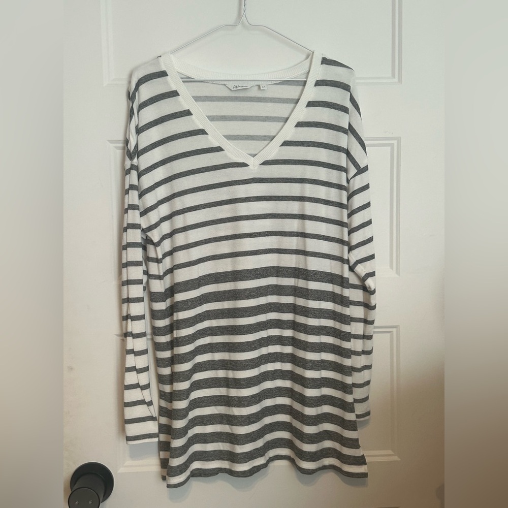 Reitmans Black and White Striped Top